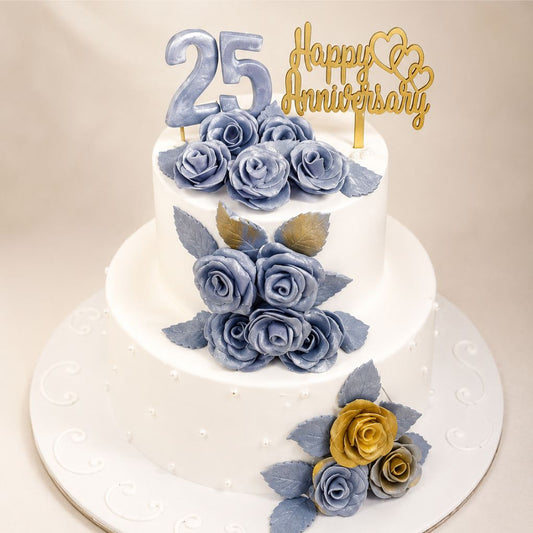 25th Anniversary Floral Elegance Cake