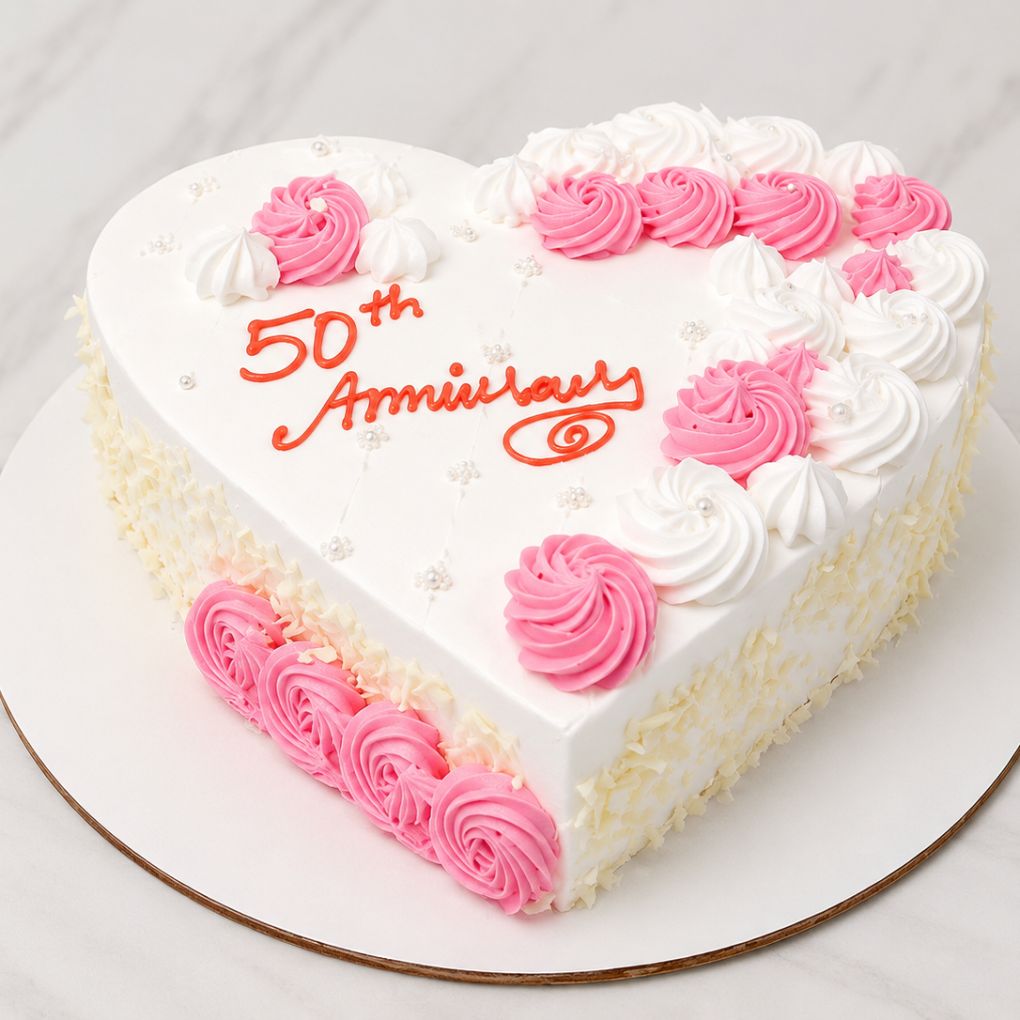 50th Anniversary Heart Cake