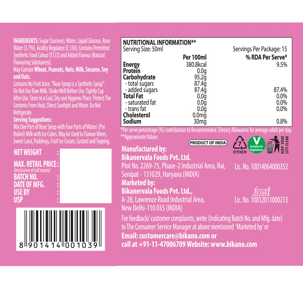 Bikano Rose Syrup - 0