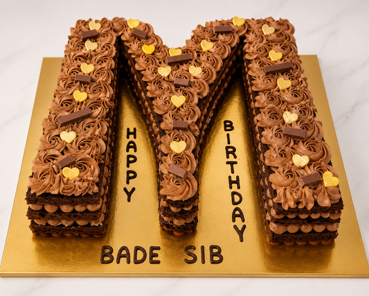 Alphabet M Chocolate Birthday Cake