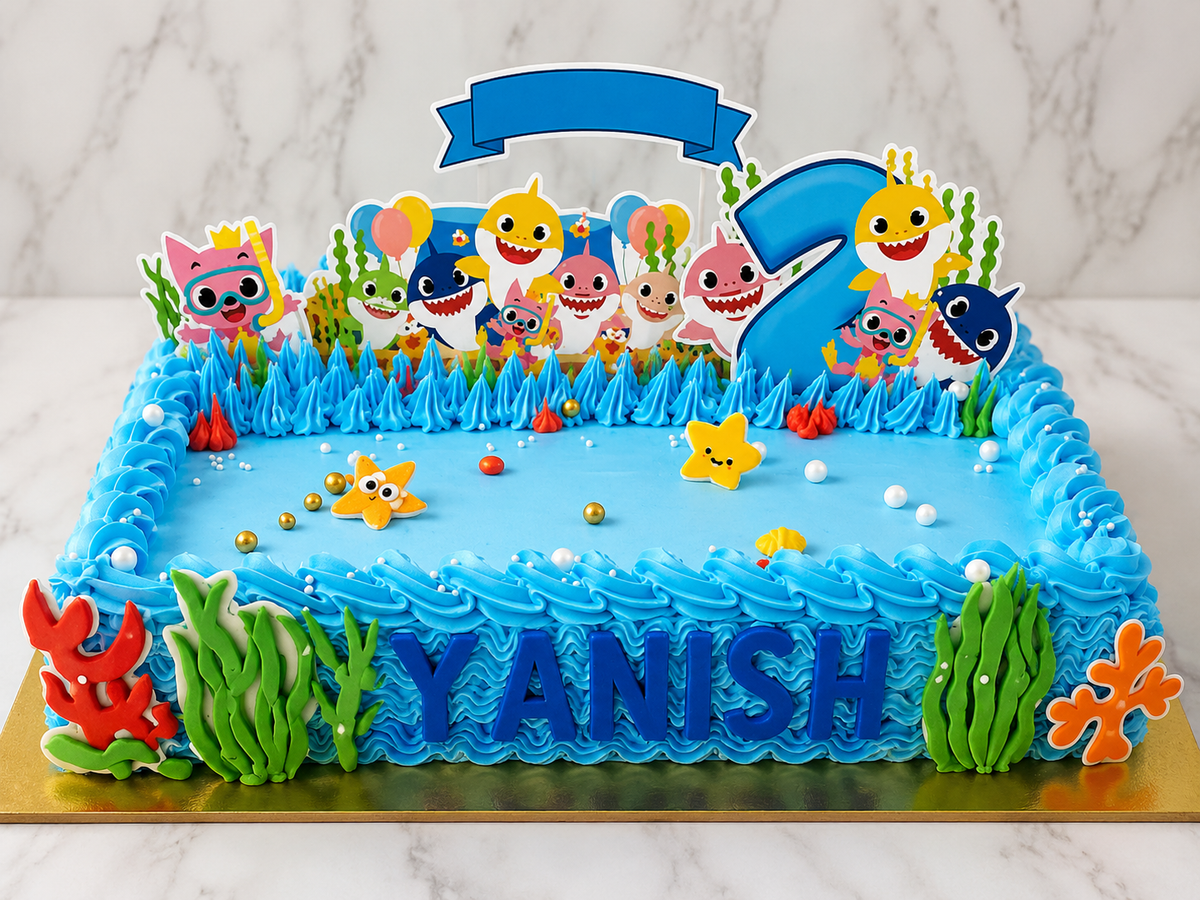 Baby Shark Theme Birthday Cake
