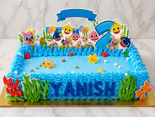 Baby Shark Theme Birthday Cake