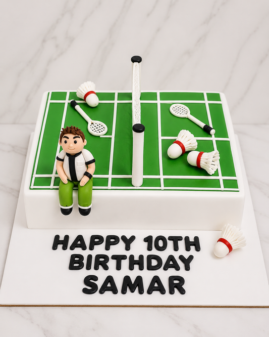 Badminton Court Theme Birthday Cake