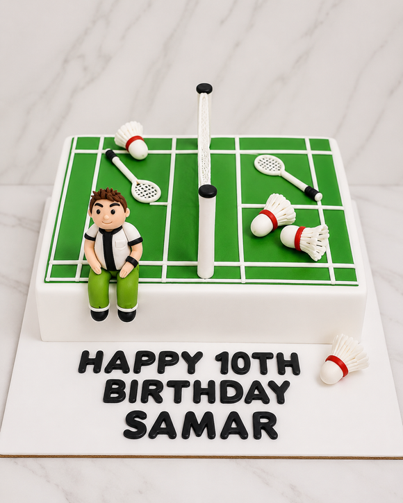 Badminton Court Theme Birthday Cake