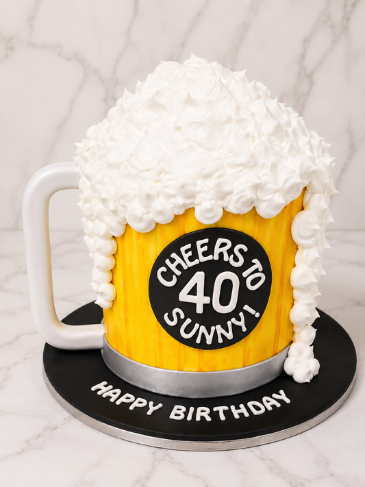 Beer Mug Theme Birthday Cake