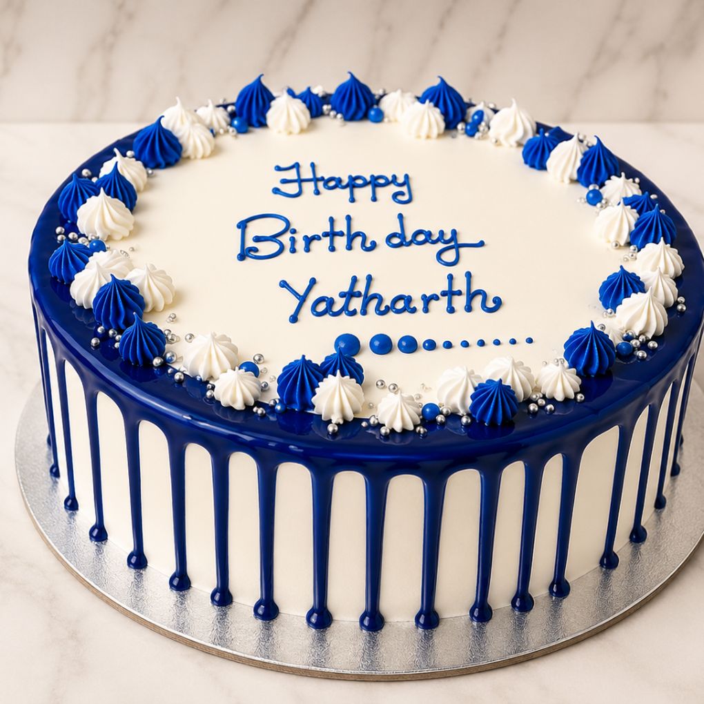 Blue Drip Birthday Cake