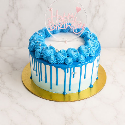 Blue Drip Birthday Cake 2