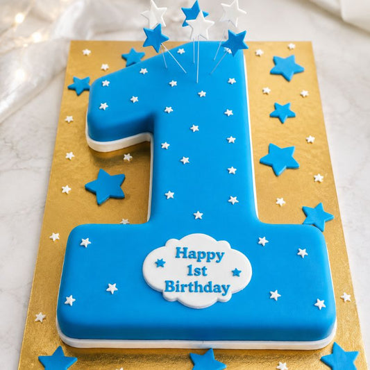 Blue Number One Birthday Cake