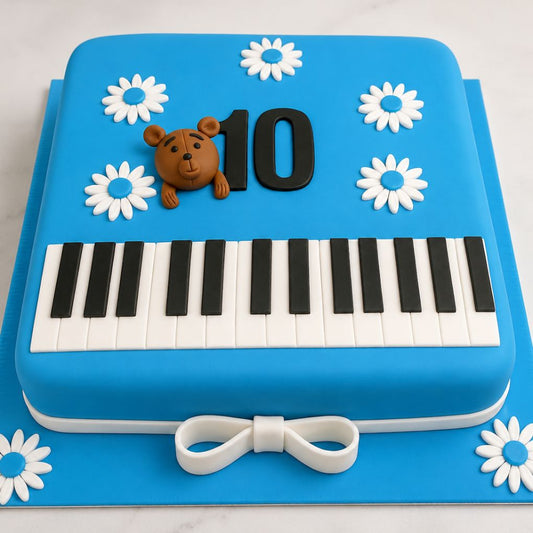 Blue Piano Theme Birthday Cake
