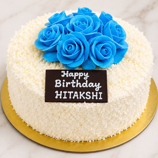 Blue Rose Delight Birthday Cake