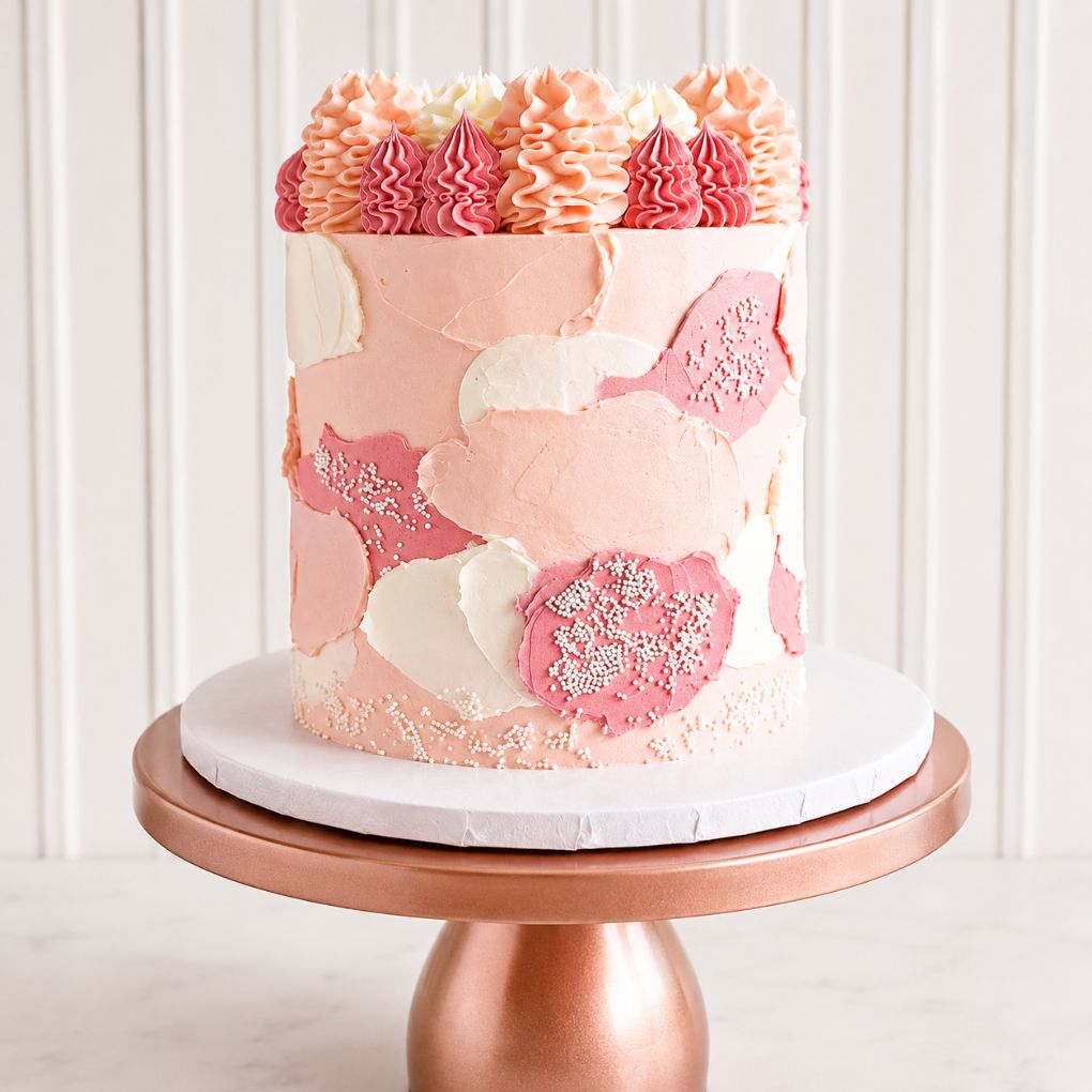 Blush Pink Abstract Palette Cake