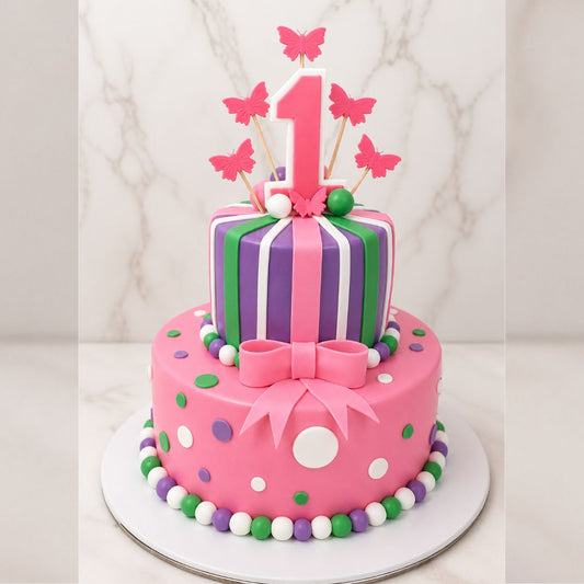 Butterfly First Birthday Gift Cake