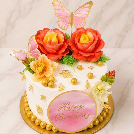 Butterfly Floral Birthday Cake