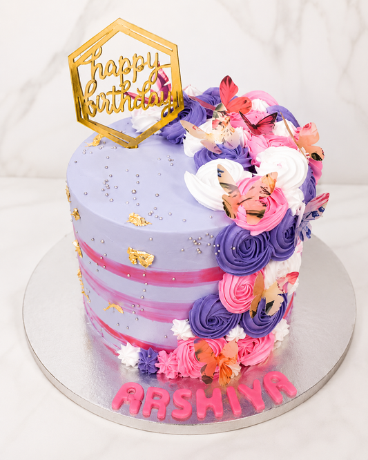 Butterfly Floral Birthday Cake