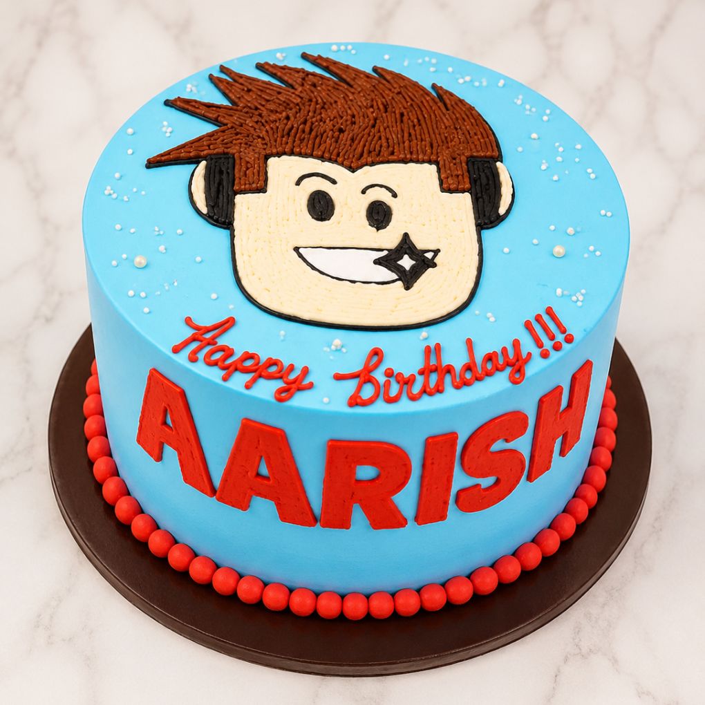 Cartoon Boy Face Birthday Cake