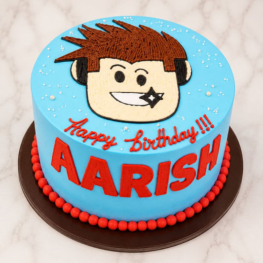 Cartoon Boy Face Birthday Cake