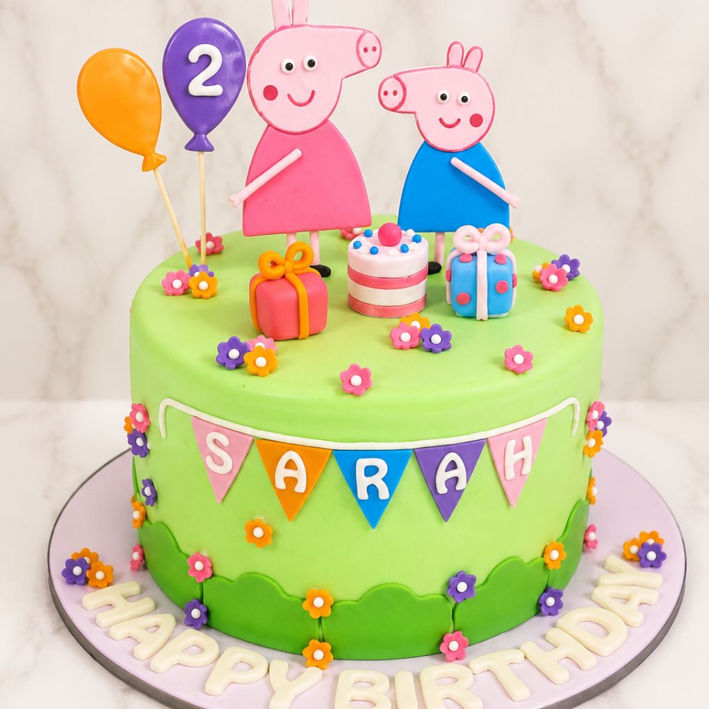 Cartoon Pig Theme Birthday Cake