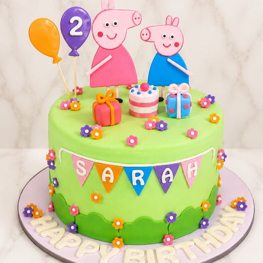 Cartoon Pig Theme Birthday Cake