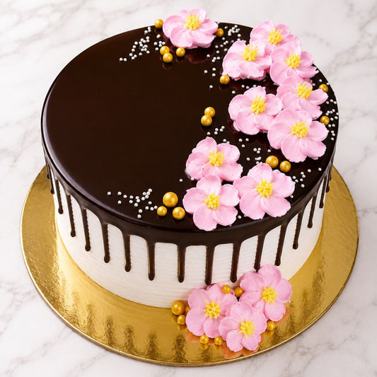 Chocolate Blossom Drip Cake