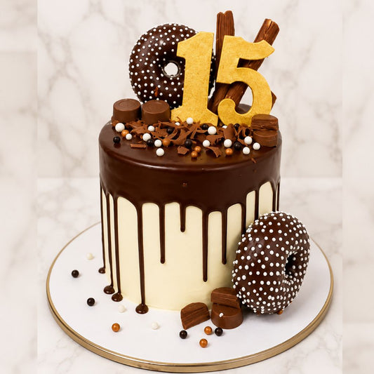 Chocolate Drip 15th Birthday Cake