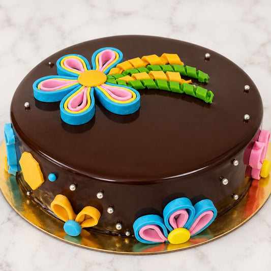 Chocolate Floral Mirror Cake