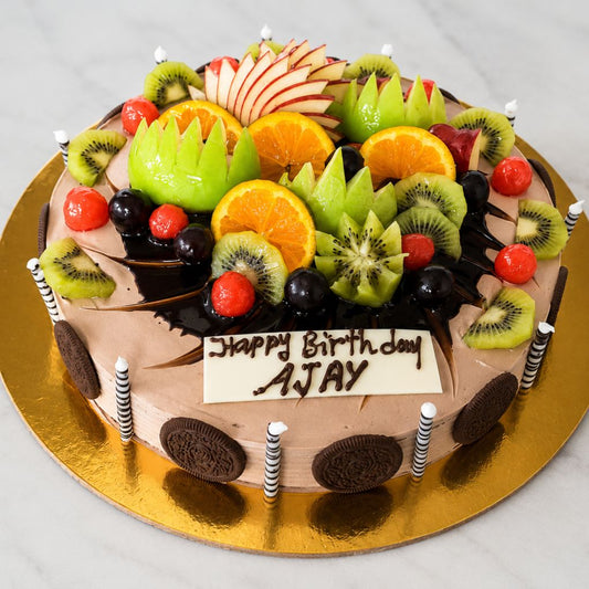 Chocolate Fresh Fruit Birthday Cake