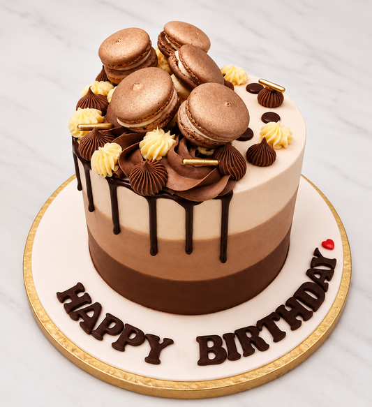 Chocolate Macaron Drip Cake