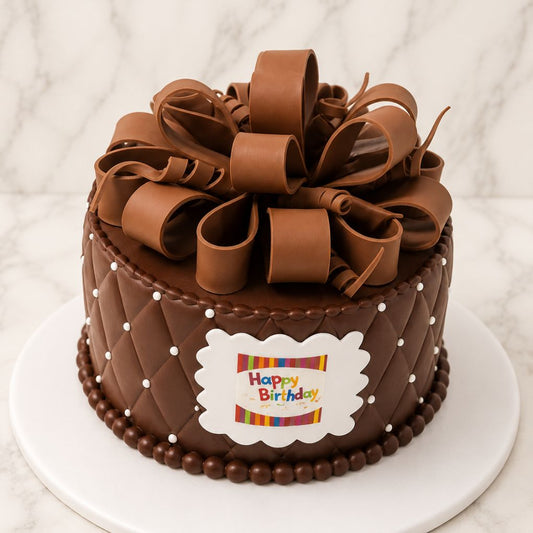Chocolate Ribbon Birthday Cake
