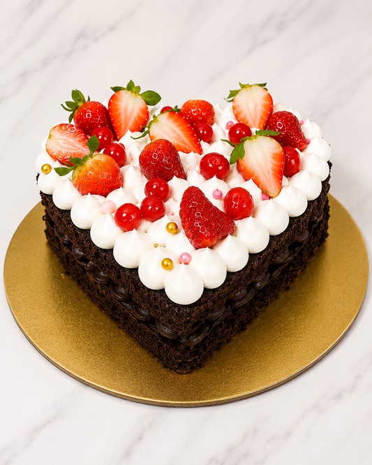 Chocolate Strawberry Heart Cake