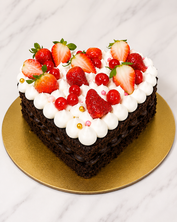 Chocolate Strawberry Heart Cake