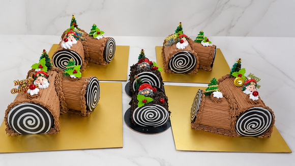 Christmas Chocolate Swiss Roll Log Cake