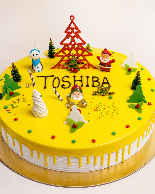 Christmas Yellow Mirror Glaze Celebration Cake