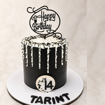 Classic Black Drip Birthday Cake
