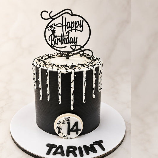 Classic Black Drip Birthday Cake
