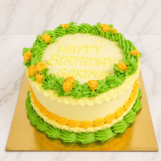 Classic Floral Birthday Cream Cake