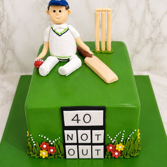 Cricket Theme 40 Not Out Cake