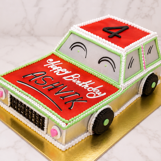 Cute Car Theme Birthday Cake