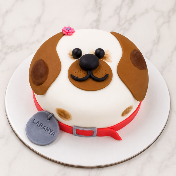 Cute Puppy Face Fondant Cake