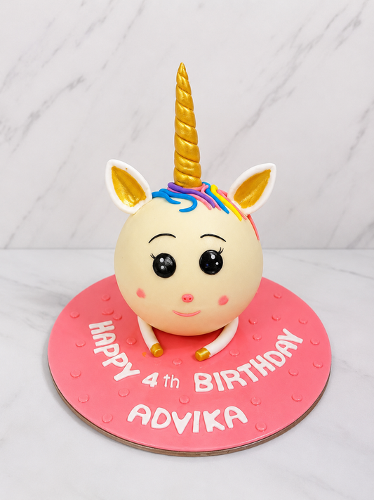 Cute Unicorn Face Birthday Cake