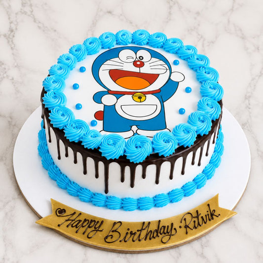 Doraemon Cartoon Drip Cake