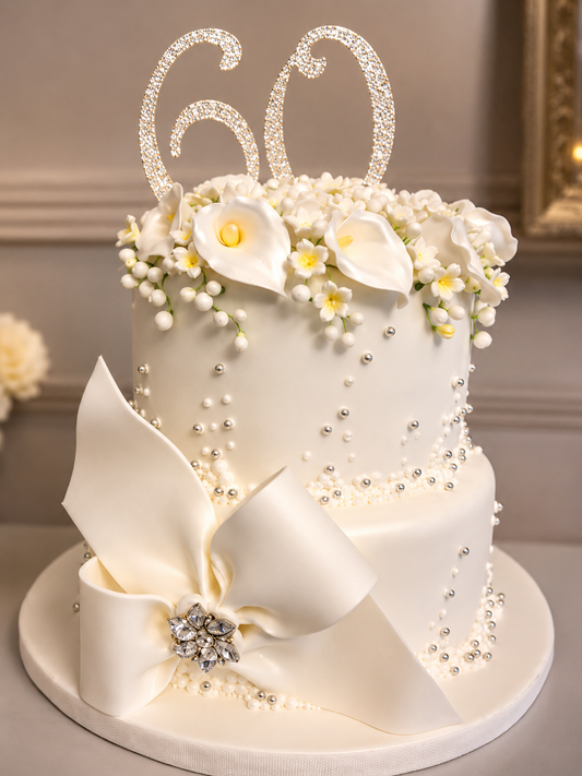 Elegant 60th Birthday Pearl Cake