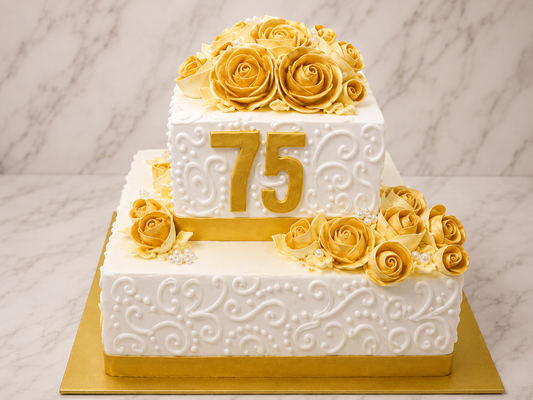 Elegant 75th Celebration Cake