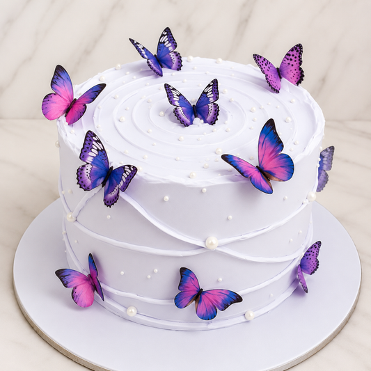 Elegant Butterfly Pearl Cake