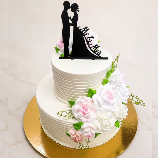 Elegant Cake Wedding TierCake Floral Round WhiteGold