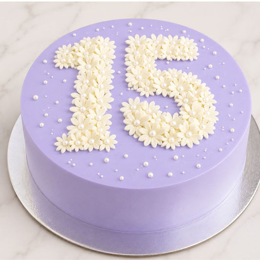Elegant Floral 15 Birthday Cake