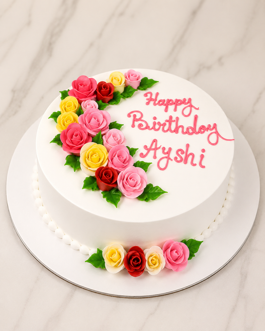 Elegant Floral Birthday Cake