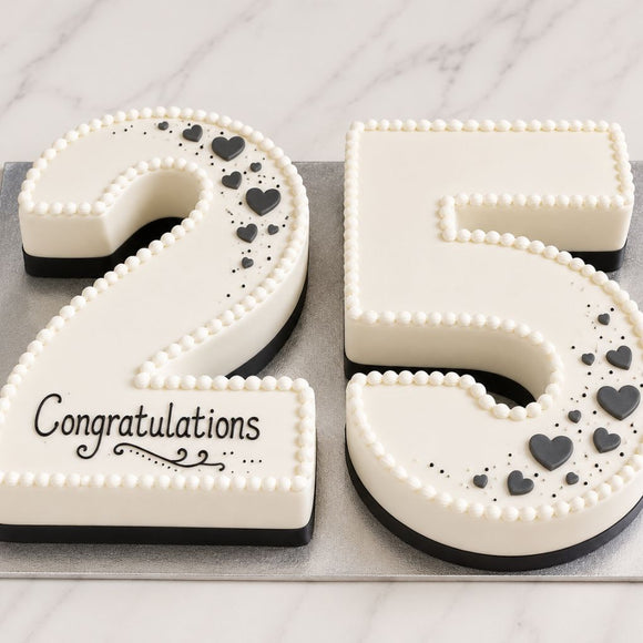 Elegant Number 25 Celebration Cake