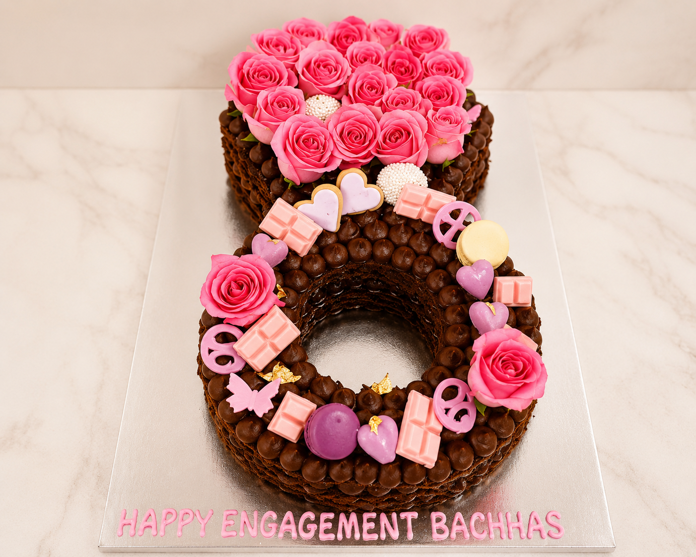 Elegant Number 8 Engagement Cake