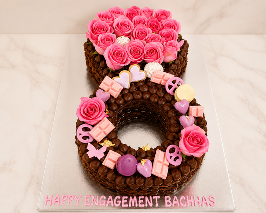 Elegant Number 8 Engagement Cake