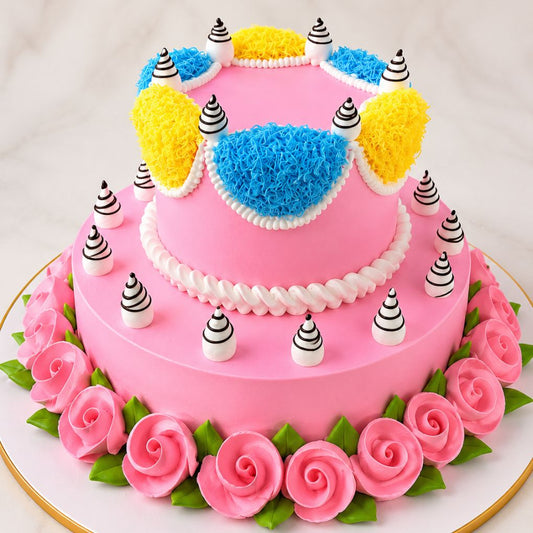 Elegant Pink Two Tier Celebration Cake